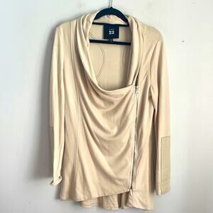 Red23 moto A symmetrical zip lamb leather patch knit cardigan jacket sz M